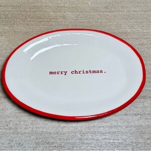 NWTO Rae Dunn Plate Decor Serving Tray Red White Merry Christmas Holiday Season